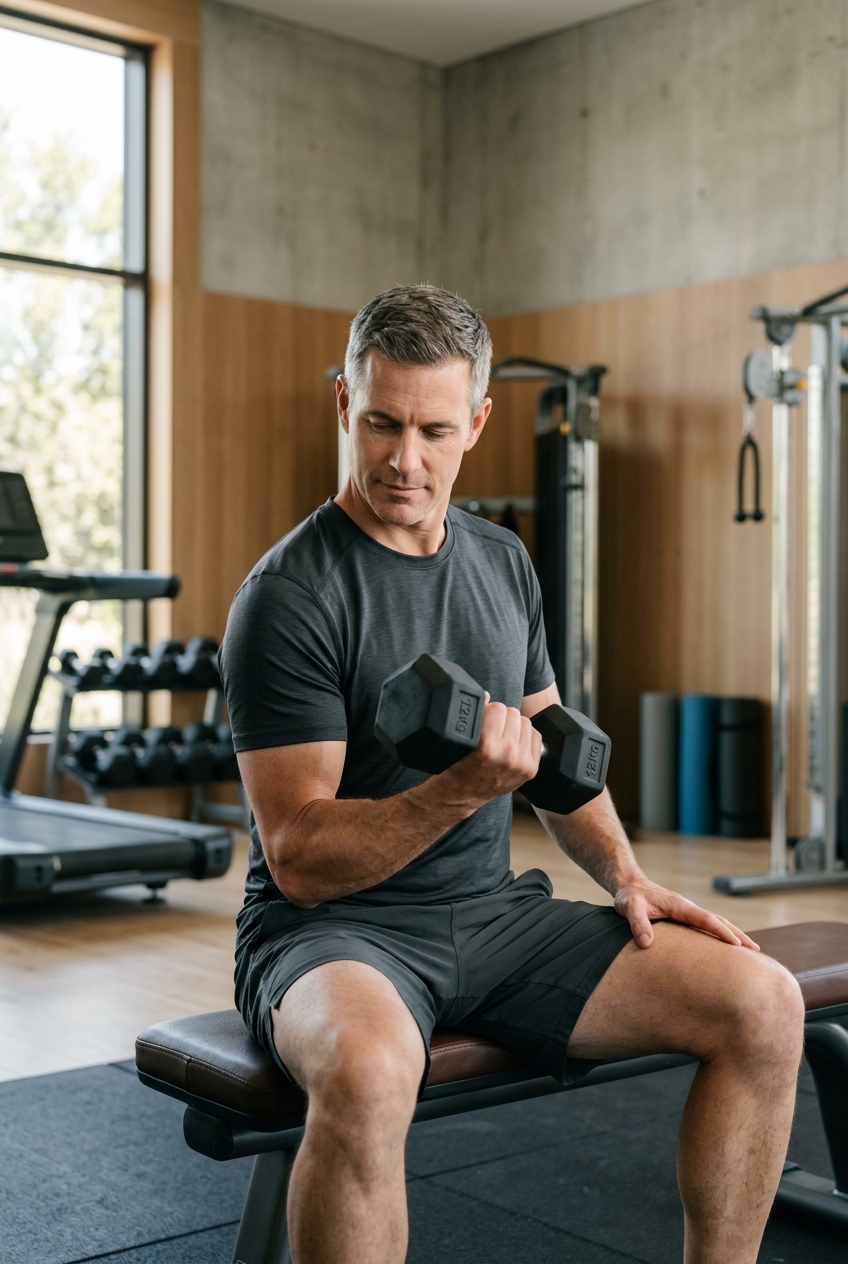 Pessoa adulta treinando musculação